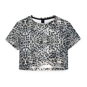 Женская футболка 3D укороченная с принтом White Jaguar в Белгороде, 100% полиэстер | круглая горловина, длина футболки до линии талии, рукава с отворотами | Тематика изображения на принте: барс | леопард | ягуар