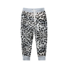Детские брюки 3D с принтом White Jaguar в Белгороде, 100% полиэстер | манжеты по низу, эластичный пояс регулируется шнурком, по бокам два кармана без застежек, внутренняя часть кармана из мелкой сетки | Тематика изображения на принте: барс | леопард | ягуар