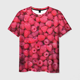 Мужская футболка 3D с принтом Малинки в Белгороде, 100% полиэфир | прямой крой, круглый вырез горловины, длина до линии бедер | raspberry | летняя | ягодн