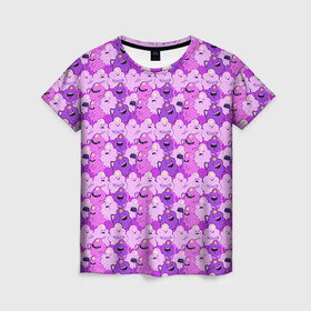 Женская футболка 3D с принтом Пупырка в Белгороде, 100% полиэфир ( синтетическое хлопкоподобное полотно) | прямой крой, круглый вырез горловины, длина до линии бедер | время приключений | паттерн | пупырка | сиреневый