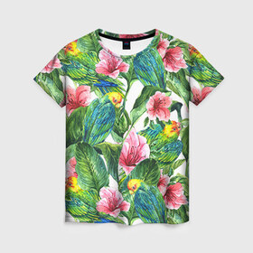 Женская футболка 3D с принтом Джунгли в Белгороде, 100% полиэфир ( синтетическое хлопкоподобное полотно) | прямой крой, круглый вырез горловины, длина до линии бедер | flower | summer | swag | trend | лето | популярное | сваг | свег | тренд | хит | цветочки | цветы
