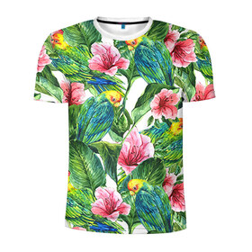 Мужская футболка 3D спортивная с принтом Джунгли в Белгороде, 100% полиэстер с улучшенными характеристиками | приталенный силуэт, круглая горловина, широкие плечи, сужается к линии бедра | flower | summer | swag | trend | лето | популярное | сваг | свег | тренд | хит | цветочки | цветы