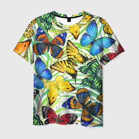 Мужская футболка 3D с принтом Бабочки 2 в Белгороде, 100% полиэфир | прямой крой, круглый вырез горловины, длина до линии бедер | flower | summer | swag | trend | бабочки | лето | популярное | сваг | свег | тренд | хит | цветочки | цветы