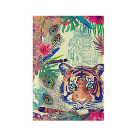 Обложка для паспорта матовая кожа с принтом Индия в Белгороде, натуральная матовая кожа | размер 19,3 х 13,7 см; прозрачные пластиковые крепления | flower | summer | swag | trend | животные | лето | популярное | сваг | свег | тигр | тренд | хит | цветочки | цветы