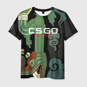 Мужская футболка 3D с принтом cs:go - Fire Serpent (Огненный змей) в Белгороде, 100% полиэфир | прямой крой, круглый вырез горловины, длина до линии бедер | Тематика изображения на принте: cs | csgo | fire | go | serpent огненный | змей | кс