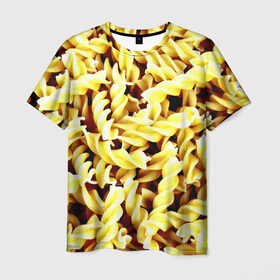 Мужская футболка 3D с принтом Макароны в Белгороде, 100% полиэфир | прямой крой, круглый вырез горловины, длина до линии бедер | еда | макароны | паста | хлебные