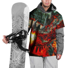 Накидка на куртку 3D с принтом Дракон в Белгороде, 100% полиэстер |  | Тематика изображения на принте: дракон | лава | огонь | пламя