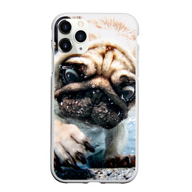 Чехол для iPhone 11 Pro матовый с принтом Мопс в Белгороде, Силикон |  | Тематика изображения на принте: animal | breed | bubbles | diving | dog | eyes bulging | pug | water | вода | выпученные | глаза | животное | мопс | ныряет | порода | пузыри | собака