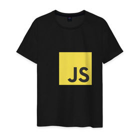 Мужская футболка хлопок с принтом JS return true, (black) в Белгороде, 100% хлопок | прямой крой, круглый вырез горловины, длина до линии бедер, слегка спущенное плечо. | Тематика изображения на принте: javascript | js | программист