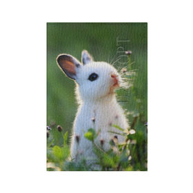 Обложка для паспорта матовая кожа с принтом Кролик в Белгороде, натуральная матовая кожа | размер 19,3 х 13,7 см; прозрачные пластиковые крепления | Тематика изображения на принте: animal | baby | cute | flowers | fluffy | hare | lawn | little | meadow | rabbit | животное | заяц | кролик | луг | лужайка | маленький | малыш | милый | пушистый | цветы
