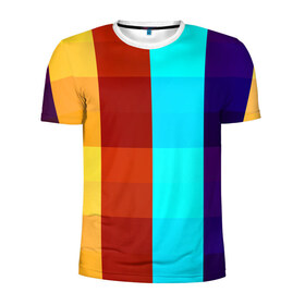 Мужская футболка 3D спортивная с принтом Цветные кубики в Белгороде, 100% полиэстер с улучшенными характеристиками | приталенный силуэт, круглая горловина, широкие плечи, сужается к линии бедра | квадраты | плитка | разноцветные