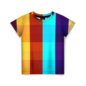Детская футболка 3D с принтом Цветные кубики в Белгороде, 100% гипоаллергенный полиэфир | прямой крой, круглый вырез горловины, длина до линии бедер, чуть спущенное плечо, ткань немного тянется | квадраты | плитка | разноцветные