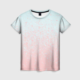 Женская футболка 3D с принтом Pink Blue Gradient в Белгороде, 100% полиэфир ( синтетическое хлопкоподобное полотно) | прямой крой, круглый вырез горловины, длина до линии бедер | blu | gradient | pink | голубое | градиент | розовое