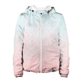 Женская куртка 3D с принтом Pink Blue Gradient в Белгороде, ткань верха — 100% полиэстер, подклад — флис | прямой крой, подол и капюшон оформлены резинкой с фиксаторами, два кармана без застежек по бокам, один большой потайной карман на груди. Карман на груди застегивается на липучку | blu | gradient | pink | голубое | градиент | розовое