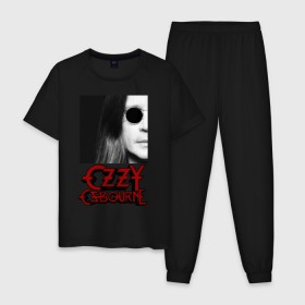 Мужская пижама хлопок с принтом Ozzy Osbourne: King of Metal в Белгороде, 100% хлопок | брюки и футболка прямого кроя, без карманов, на брюках мягкая резинка на поясе и по низу штанин
 | король металла | оззи осборн