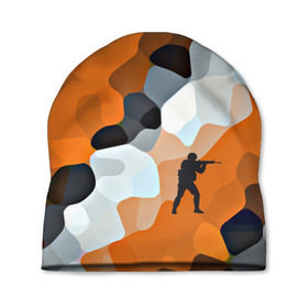 Шапка 3D с принтом CS GO Asiimov camouflage в Белгороде, 100% полиэстер | универсальный размер, печать по всей поверхности изделия | counter strike | камуфляж