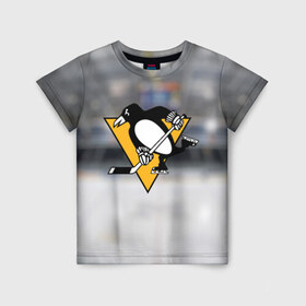 Детская футболка 3D с принтом Pittsburg Penguins в Белгороде, 100% гипоаллергенный полиэфир | прямой крой, круглый вырез горловины, длина до линии бедер, чуть спущенное плечо, ткань немного тянется | питтсбург | хоккей