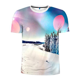 Мужская футболка 3D спортивная с принтом Тропа в Белгороде, 100% полиэстер с улучшенными характеристиками | приталенный силуэт, круглая горловина, широкие плечи, сужается к линии бедра | Тематика изображения на принте: зима | природа | снег | снежный | солнце