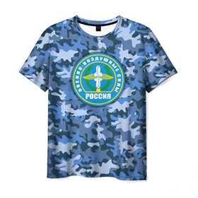 Мужская футболка 3D с принтом ВВС России в Белгороде, 100% полиэфир | прямой крой, круглый вырез горловины, длина до линии бедер | авиация | армейская атрибутика | армия | ввс | всё выше | день ввс | и выше | камуфляж | небо | россия | самолёты