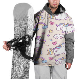 Накидка на куртку 3D с принтом Радужные Единорожки в Белгороде, 100% полиэстер |  | Тематика изображения на принте: unicorn | белый | единорог | лошадь | облако | радуга | розовый | сердце | улыбка | фиолетовый | цвет