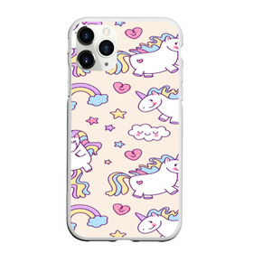 Чехол для iPhone 11 Pro матовый с принтом Радужные Единорожки в Белгороде, Силикон |  | unicorn | белый | единорог | лошадь | облако | радуга | розовый | сердце | улыбка | фиолетовый | цвет