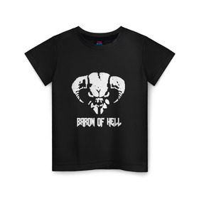 Детская футболка хлопок с принтом Doom 4 Head Baron Of Hell в Белгороде, 100% хлопок | круглый вырез горловины, полуприлегающий силуэт, длина до линии бедер | Тематика изображения на принте: demon | hell | дум