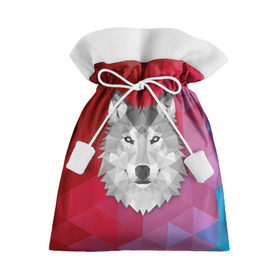 Подарочный 3D мешок с принтом Полигональный волк в Белгороде, 100% полиэстер | Размер: 29*39 см | Тематика изображения на принте: волк | полигоны