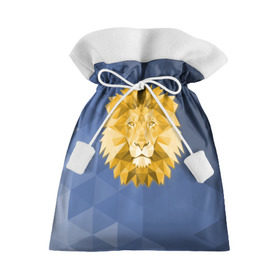 Подарочный 3D мешок с принтом Полигональный Лев в Белгороде, 100% полиэстер | Размер: 29*39 см | лев | полигоны