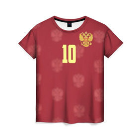 Женская футболка 3D с принтом Федор Смолов в Белгороде, 100% полиэфир ( синтетическое хлопкоподобное полотно) | прямой крой, круглый вырез горловины, длина до линии бедер | 10 | smolov | краснодар | россии | россия | рф | сборная | футбол