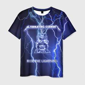Мужская футболка 3D с принтом Metallica - Ride the Lightning в Белгороде, 100% полиэфир | прямой крой, круглый вырез горловины, длина до линии бедер | album | metal | metallica | ride the lightning | rock | альбом | метал | металлика | молния | рок
