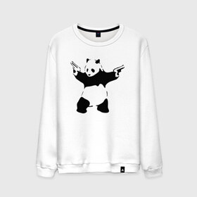 Мужской свитшот хлопок с принтом Panda & Guns в Белгороде, 100% хлопок |  | panda | крутой | оружие | панда | пистолет | револьвер | рисунок