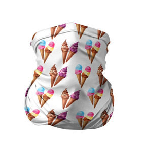 Бандана-труба 3D с принтом Мороженое в рожках в Белгороде, 100% полиэстер, ткань с особыми свойствами — Activecool | плотность 150‒180 г/м2; хорошо тянется, но сохраняет форму | eat | ice cream | вкус | вкусно | еда | лед | мороженое | рожок | сладкое | сладость | сливки | шарик