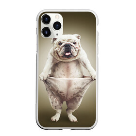 Чехол для iPhone 11 Pro матовый с принтом Бульдог английский в Белгороде, Силикон |  | animals | breed | dog | english bulldog | funny | joke | pants | surrealism | бульдог английский | животное | порода | прикол | собака | сюрреализм | шутка