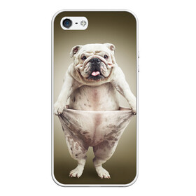 Чехол для iPhone 5/5S матовый с принтом Бульдог английский в Белгороде, Силикон | Область печати: задняя сторона чехла, без боковых панелей | animals | breed | dog | english bulldog | funny | joke | pants | surrealism | бульдог английский | животное | порода | прикол | собака | сюрреализм | шутка