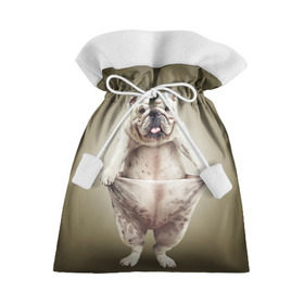 Подарочный 3D мешок с принтом Бульдог английский в Белгороде, 100% полиэстер | Размер: 29*39 см | Тематика изображения на принте: animals | breed | dog | english bulldog | funny | joke | pants | surrealism | бульдог английский | животное | порода | прикол | собака | сюрреализм | шутка