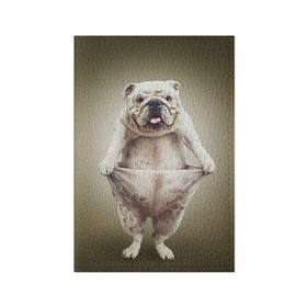 Обложка для паспорта матовая кожа с принтом Бульдог английский в Белгороде, натуральная матовая кожа | размер 19,3 х 13,7 см; прозрачные пластиковые крепления | Тематика изображения на принте: animals | breed | dog | english bulldog | funny | joke | pants | surrealism | бульдог английский | животное | порода | прикол | собака | сюрреализм | шутка