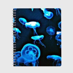 Тетрадь с принтом Meduse в Белгороде, 100% бумага | 48 листов, плотность листов — 60 г/м2, плотность картонной обложки — 250 г/м2. Листы скреплены сбоку удобной пружинной спиралью. Уголки страниц и обложки скругленные. Цвет линий — светло-серый
 | Тематика изображения на принте: вода | медузы | море | морские | океан