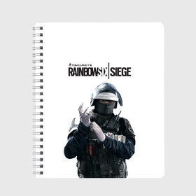 Тетрадь с принтом Rainbow Six Siege в Белгороде, 100% бумага | 48 листов, плотность листов — 60 г/м2, плотность картонной обложки — 250 г/м2. Листы скреплены сбоку удобной пружинной спиралью. Уголки страниц и обложки скругленные. Цвет линий — светло-серый
 | rainbow six | tom clancy’s