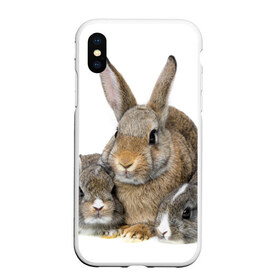 Чехол для iPhone XS Max матовый с принтом Кролики в Белгороде, Силикон | Область печати: задняя сторона чехла, без боковых панелей | Тематика изображения на принте: animals | bunnies | cute | eared | family | fluffy | kids | mom | rabbits | животные | зайцы | кролики | малыши | мама | милые | пушистые | семья | ушастые