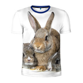 Мужская футболка 3D спортивная с принтом Кролики в Белгороде, 100% полиэстер с улучшенными характеристиками | приталенный силуэт, круглая горловина, широкие плечи, сужается к линии бедра | animals | bunnies | cute | eared | family | fluffy | kids | mom | rabbits | животные | зайцы | кролики | малыши | мама | милые | пушистые | семья | ушастые