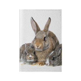 Обложка для паспорта матовая кожа с принтом Кролики в Белгороде, натуральная матовая кожа | размер 19,3 х 13,7 см; прозрачные пластиковые крепления | animals | bunnies | cute | eared | family | fluffy | kids | mom | rabbits | животные | зайцы | кролики | малыши | мама | милые | пушистые | семья | ушастые