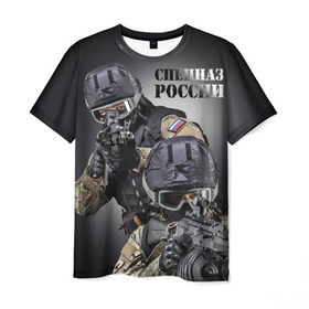 Мужская футболка 3D с принтом Спецназ России в Белгороде, 100% полиэфир | прямой крой, круглый вырез горловины, длина до линии бедер | отряд | рф | специального назначения