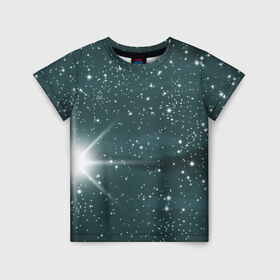 Детская футболка 3D с принтом Звездное небо 2 в Белгороде, 100% гипоаллергенный полиэфир | прямой крой, круглый вырез горловины, длина до линии бедер, чуть спущенное плечо, ткань немного тянется | Тематика изображения на принте: звездное | звезды | космом | небо