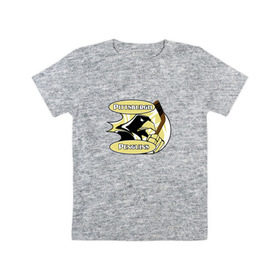 Детская футболка хлопок с принтом Pittsburgh Penguins team в Белгороде, 100% хлопок | круглый вырез горловины, полуприлегающий силуэт, длина до линии бедер | спорт | хоккей