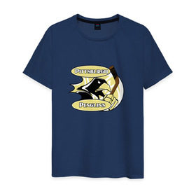Мужская футболка хлопок с принтом Pittsburgh Penguins team в Белгороде, 100% хлопок | прямой крой, круглый вырез горловины, длина до линии бедер, слегка спущенное плечо. | спорт | хоккей