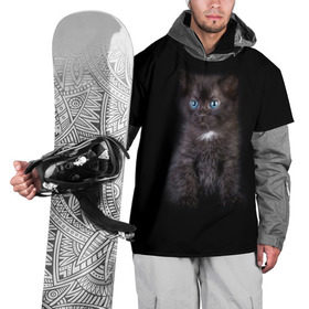 Накидка на куртку 3D с принтом Чёрный котёнок в Белгороде, 100% полиэстер |  | Тематика изображения на принте: киска | кот | кошка