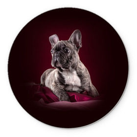 Коврик круглый с принтом Бульдог в Белгороде, резина и полиэстер | круглая форма, изображение наносится на всю лицевую часть | бульдог | кутёнок | прикольные картинки | собака | щенок