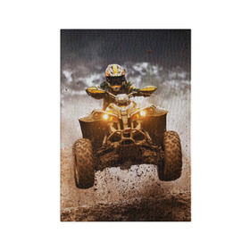 Обложка для паспорта матовая кожа с принтом Квадроцикл в Белгороде, натуральная матовая кожа | размер 19,3 х 13,7 см; прозрачные пластиковые крепления | Тематика изображения на принте: гонки | гонщик | грязь | квадроцикл | колеса | мотоцикл