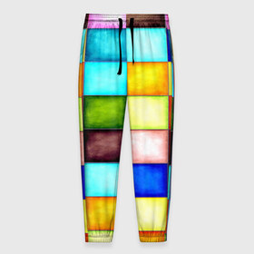 Мужские брюки 3D с принтом Patterns в Белгороде, 100% полиэстер | манжеты по низу, эластичный пояс регулируется шнурком, по бокам два кармана без застежек, внутренняя часть кармана из мелкой сетки | квадраты | плитка | разноцветный