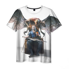 Мужская футболка 3D с принтом The Witcher в Белгороде, 100% полиэфир | прямой крой, круглый вырез горловины, длина до линии бедер | Тематика изображения на принте: witcher | ведьмак | геральт